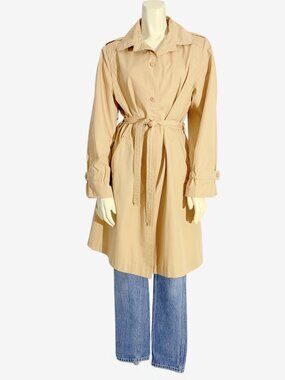 Vintage Belted Tan Trench Coat  / size Small